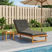 vidaXL Solstol Kudde GEMERT 100% Polyester Grå 190 x 70 x 9 cm
