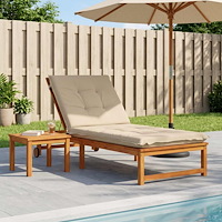 vidaXL Solstol Kudde GEMERT 100% Polyester Gräddvit 190 x 70 x 9 cm