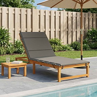 vidaXL Solstol Kudde GEMERT 100% Polyester Grå 200 x 80 x 3 cm