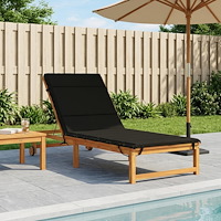 vidaXL Solstol Kudde GEMERT 100% Polyester Svart 200 x 80 x 3 cm