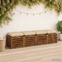 vidaXL Sittkuddar VIANEN 4 st 100% Polyester Gräddvit 50 x 50 x 12 cm