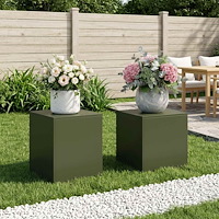 vidaXL Växtställ 2 pcs Olivgrön 40 x 40 x 40 cm Stål