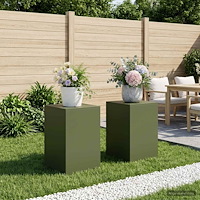 vidaXL Växtställ 2 pcs Olivgrön 40 x 40 x 60 cm Stål