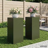 vidaXL Växtställ 2 pcs Olivgrön 40 x 40 x 80 cm Stål