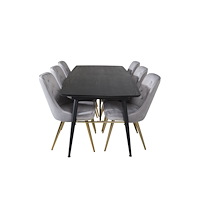Venture Home Gold Matbord med Velvet Deluxe Stolarna