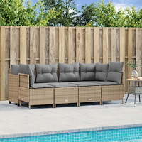 vidaXL Soffgrupp för trädgården med dynor 5 delar beige konstrotting