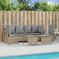 vidaXL Soffgrupp för trädgården med dynor 5 delar beige konstrotting
