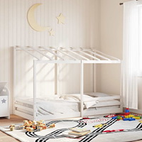 vidaXL Barnsäng med tak vit 100x200 cm massiv furu