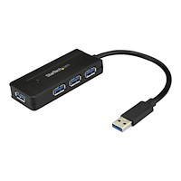 StarTech.com Startech USB 3.0-hubb med 4 portar - Minihubb med laddningsport - Strömadapter medföljer - hubb - 4 portar