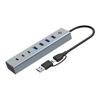 Conceptronic Conceptronic HUBBIES HUBBIES20G - hubb - 2-in-1 USB-A/C host cable, USB powered, aluminum, with 25 cm cable - 7 portar