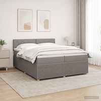 vidaXL Kontinentalsäng med madrass Taupe 200 x 200 cm Tyg