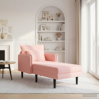 vidaXL Stor schäslong Rosa Bouclé