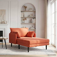 vidaXL Stor schäslong Röd orange Mockatyg