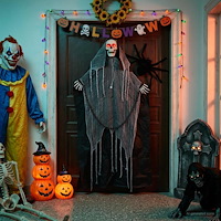 vidaXL Hängande liemannen till Halloween SPOOKA Svart 112 x 164 cm