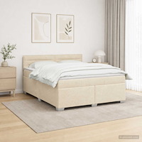 vidaXL Boxspring säng med madrass och LED Gräddvit 160 x 200 cm Tyg