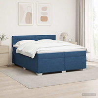 vidaXL Boxspring säng med madrass och LED Blå 200 x 200 cm Tyg