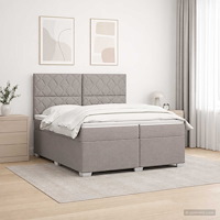 vidaXL Kontinentalsäng med madrass Taupe 200 x 200 cm Tyg