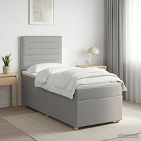 vidaXL Kontinentalsäng med madrass Ljusgrå 90 x 190 cm Tyg