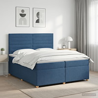 vidaXL Kontinentalsäng med madrass med huvudgavel Blå 200 x 200 cm Tyg