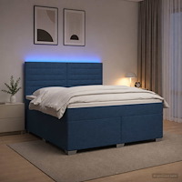 vidaXL Kontinentalsäng med madrass med huvudgavel Blå 160 x 200 cm Tyg