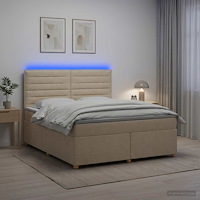 vidaXL Kontinentalsäng med madrass Gräddvit 160 x 200 cm Tyg