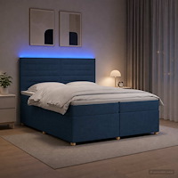 vidaXL Kontinentalsäng med madrass med huvudgavel Blå 200 x 200 cm Tyg