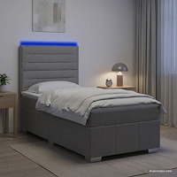 vidaXL LED sängram med madrass med huvudgavel Ljusgrå 90 x 200 cm Tyg