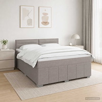 vidaXL LED sängram med madrass med huvudgavel Taupe 160 x 200 cm Tyg