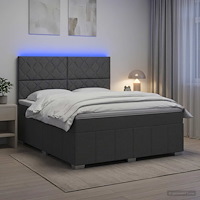 vidaXL LED sängram med madrass med huvudgavel Mörkgrå 160 x 200 cm Tyg
