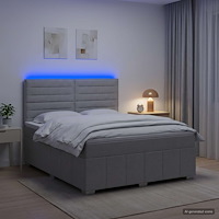 vidaXL LED sängram med madrass med huvudgavel Ljusgrå 180 x 200 cm Tyg