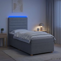 vidaXL LED sängram med madrass med huvudgavel Ljusgrå 90 x 200 cm Tyg