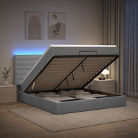 vidaXL Ottoman-säng med madrass och LED Ljusgrå 180 x 200 cm Tyg