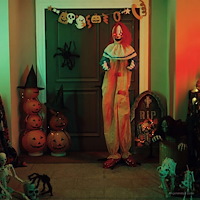 vidaXL Läskig halloweenclown SPOOKA Gul och Blå 126,5 x 180 cm