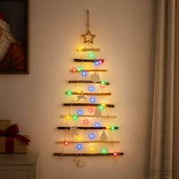 vidaXL Hängande julgran 90 cm 30 LED-lampor Mångfärgad Massivt askträ