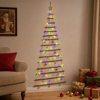 vidaXL Hängande julgran med kulor 210 cm 130 LED-lampor Mångfärgad