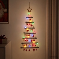vidaXL Hängande julgran med kulor 90 cm 30 LED-lampor Mångfärgad