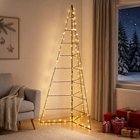 vidaXL Metalljulgran med LED KUOPIO 210 cm Varmvit Stål Svart