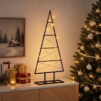 vidaXL Metall julgran KUOPIO 60 cm Varmvit Pulverlackerad stål Svart