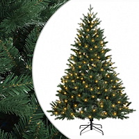 vidaXL Plast Hingad Julgran 210 cm 300 LED-lampor Varmvit