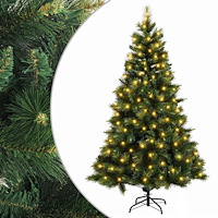 vidaXL Plast Hingad Julgran 210 cm 300 LED-lampor Varmvit