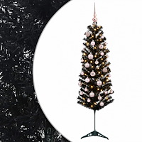 vidaXL Smal konstgjord julgran med julkulor 150 cm 150 LED-lampor