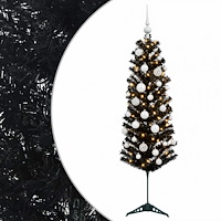 vidaXL Smal konstgjord julgran med julkulor 120 cm 150 LED-lampor