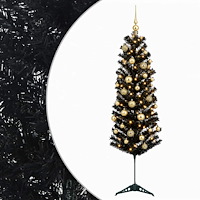vidaXL Smal konstgjord julgran med julkulor 150 cm 150 LED-lampor
