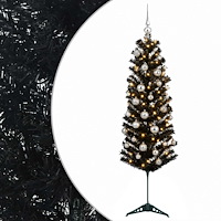 vidaXL Smal konstgjord julgran med julkulor 120 cm 150 LED-lampor