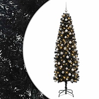 vidaXL Smal konstgjord julgran med julkulor 210 cm 300 LED-lampor