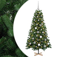 vidaXL Konstgjord julgran med julkulor 120 cm 150 LED-lampor Varmvit
