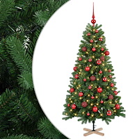 vidaXL Konstgjord julgran med julkulor 120 cm 150 LED-lampor Varmvit