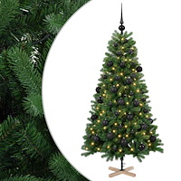 vidaXL Konstgjord julgran med julkulor 120 cm 150 LED-lampor Varmvit
