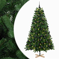 vidaXL Konstgjord julgran med julkulor 240 cm 300 LED-lampor Varmvit