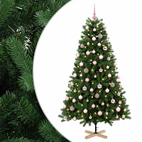 vidaXL Konstgjord julgran med julkulor 240 cm 300 LED-lampor Varmvit